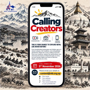 पर्यटन प्रवर्द्धनका लागि कन्टेन्ट क्रियटर खोज्दै पर्यटन बोर्ड, नोभेम्बर ५ सम्म आवेदन दिन सकिने